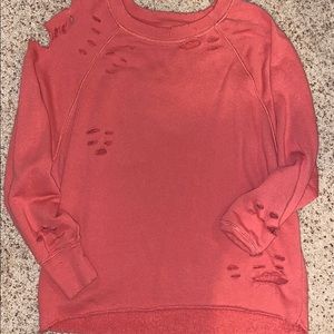 Salmon/pink distressed AERIE DESERT SWEATSHIRT